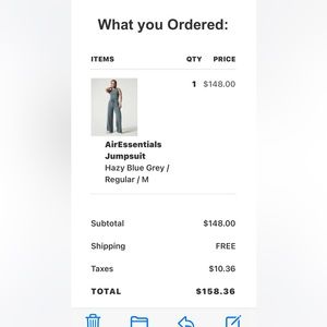 Spanx airessentials jumpsuit hazy blue size M